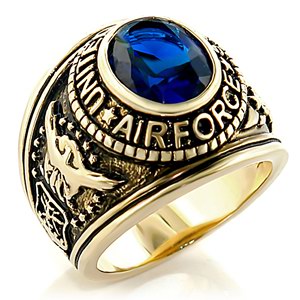 5CT BLUE SAPPHIRE CZ ''AIR FORCE'' RING-size9/10/14